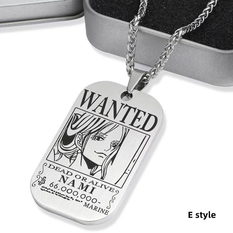 Luffy / Zoro / Nami / Sanji Titanium One Piece Character Bounty Necklace
