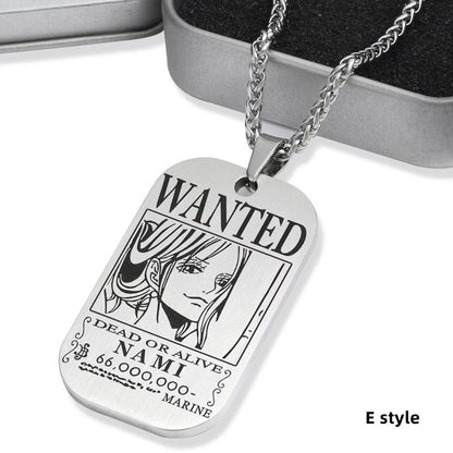 Luffy / Zoro / Nami / Sanji Titanium One Piece Character Bounty Necklace