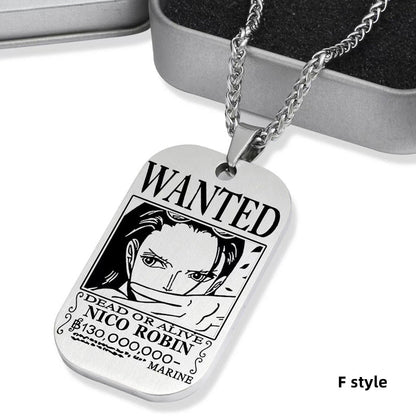 Luffy / Zoro / Nami / Sanji Titanium One Piece Character Bounty Necklace