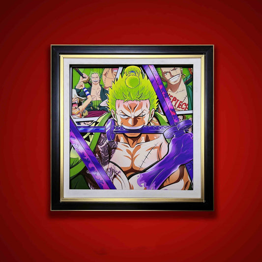 Luffy / Ace / Zoro One Piece Framed  3D Wall Art | Cartoon Drawing Handicraft