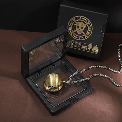 Luffy Straw Hat Logo Bronzed Metal Titanium Steel Necklace Set