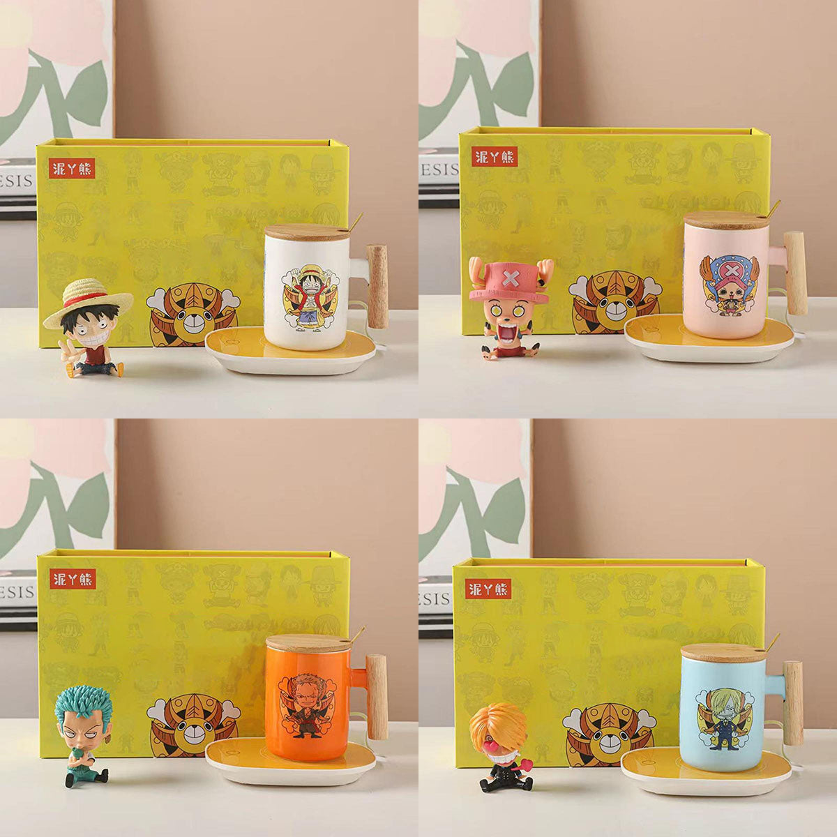Luffy / Chopper / Zoro / Sanji Mug Gift Box Set Ceramic Mug With Lid Spoon