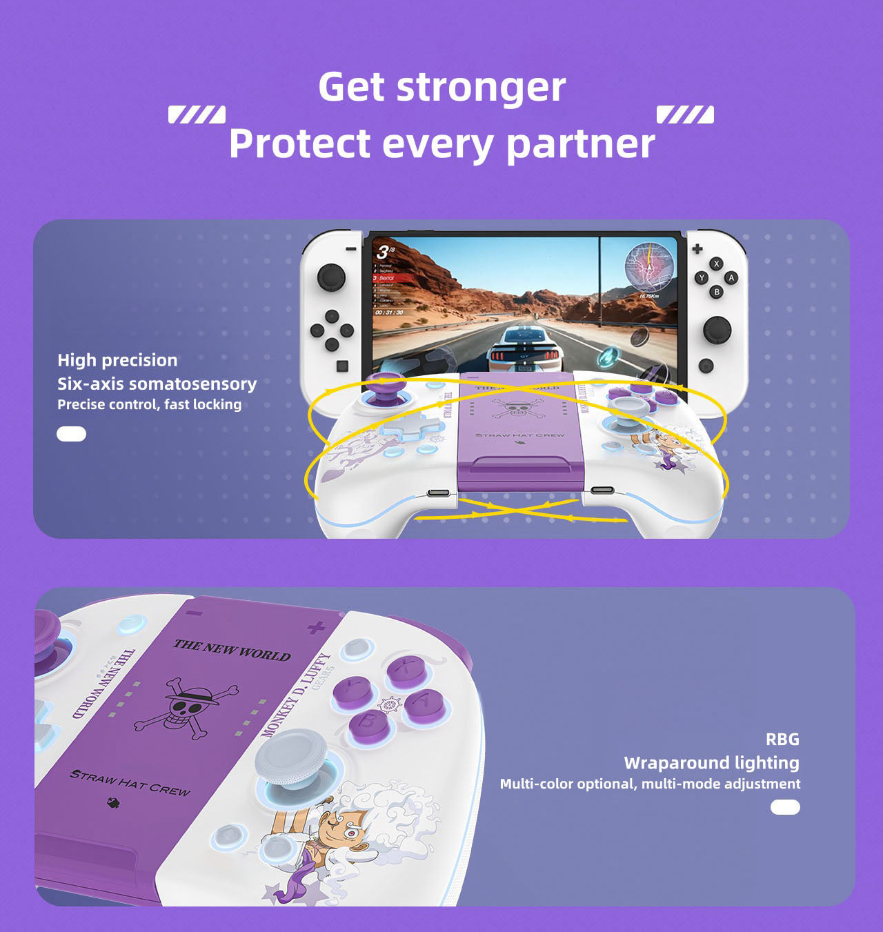 Nika Luffy Gamepad With Adjustable Lights Wireless Bluetooth Gaming Controller