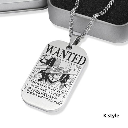 Luffy / Zoro / Nami / Sanji Titanium One Piece Character Bounty Necklace