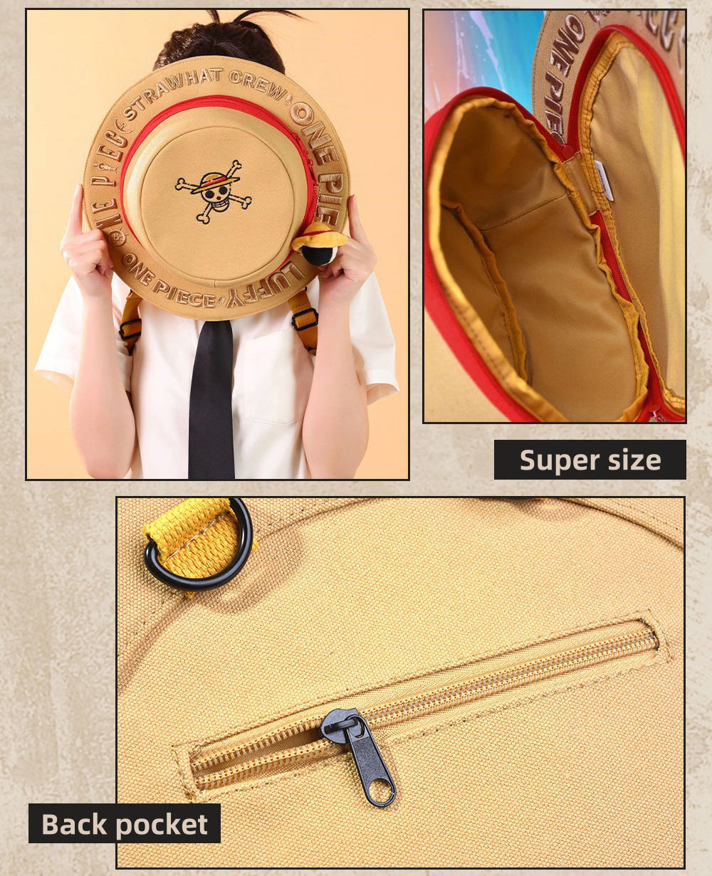 Luffy Straw Hat Shape Backpack One Piece Side Bag | Carrying Adventure Dreams