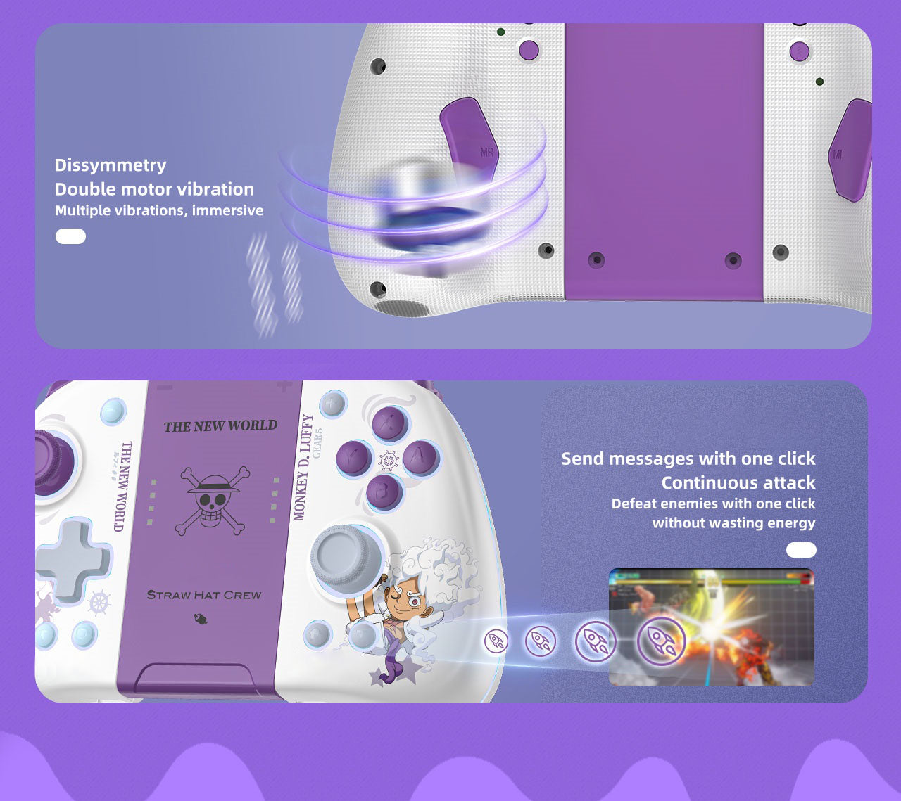 Nika Luffy Gamepad With Adjustable Lights Wireless Bluetooth Gaming Controller