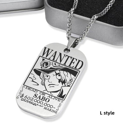 Luffy / Zoro / Nami / Sanji Titanium One Piece Character Bounty Necklace