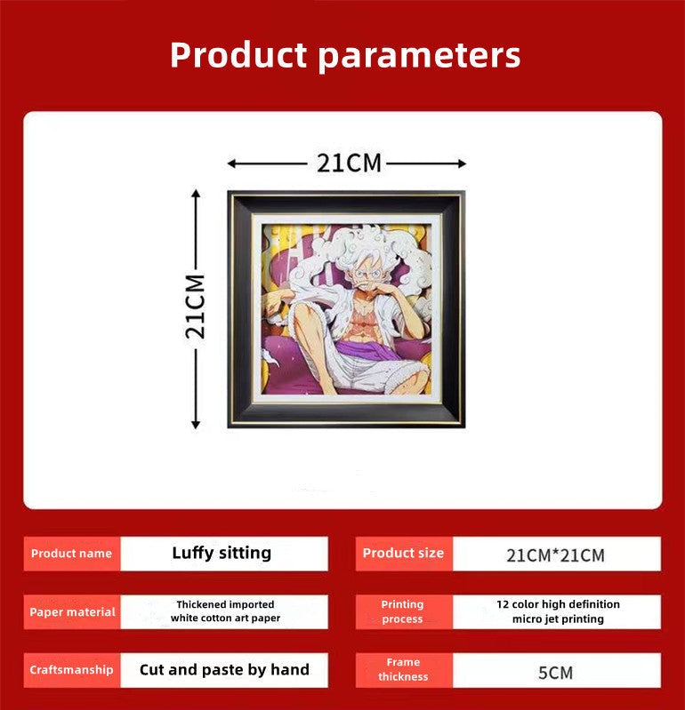 Luffy / Ace / Zoro One Piece Framed  3D Wall Art | Cartoon Drawing Handicraft
