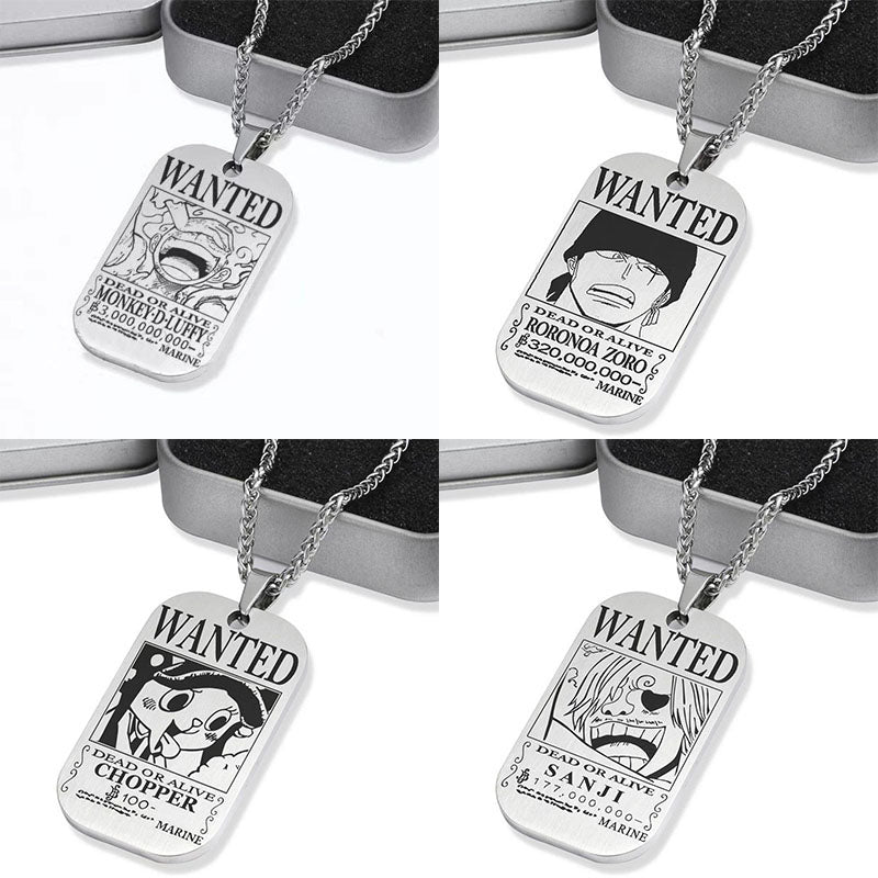 Luffy / Zoro / Nami / Sanji Titanium One Piece Character Bounty Necklace