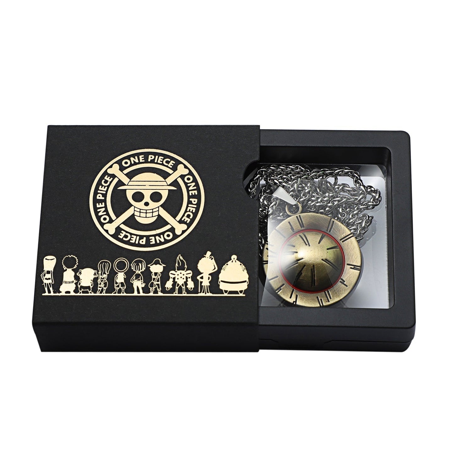 Luffy Straw Hat Logo Bronzed Metal Titanium Steel Necklace Set