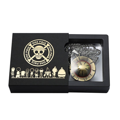 Luffy Straw Hat Logo Bronzed Metal Titanium Steel Necklace Set