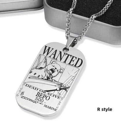 Luffy / Zoro / Nami / Sanji Titanium One Piece Character Bounty Necklace