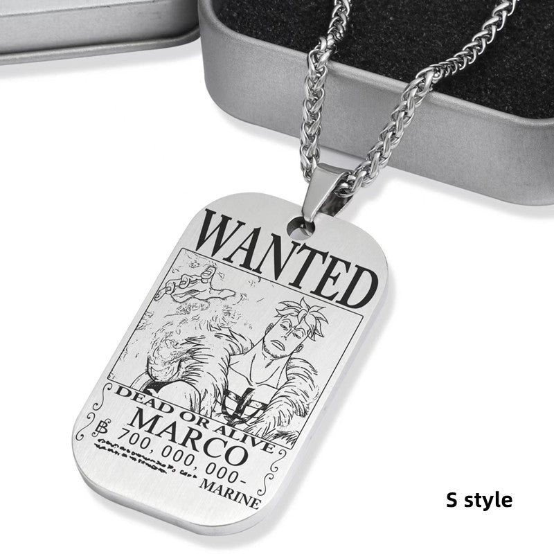 Luffy / Zoro / Nami / Sanji Titanium One Piece Character Bounty Necklace