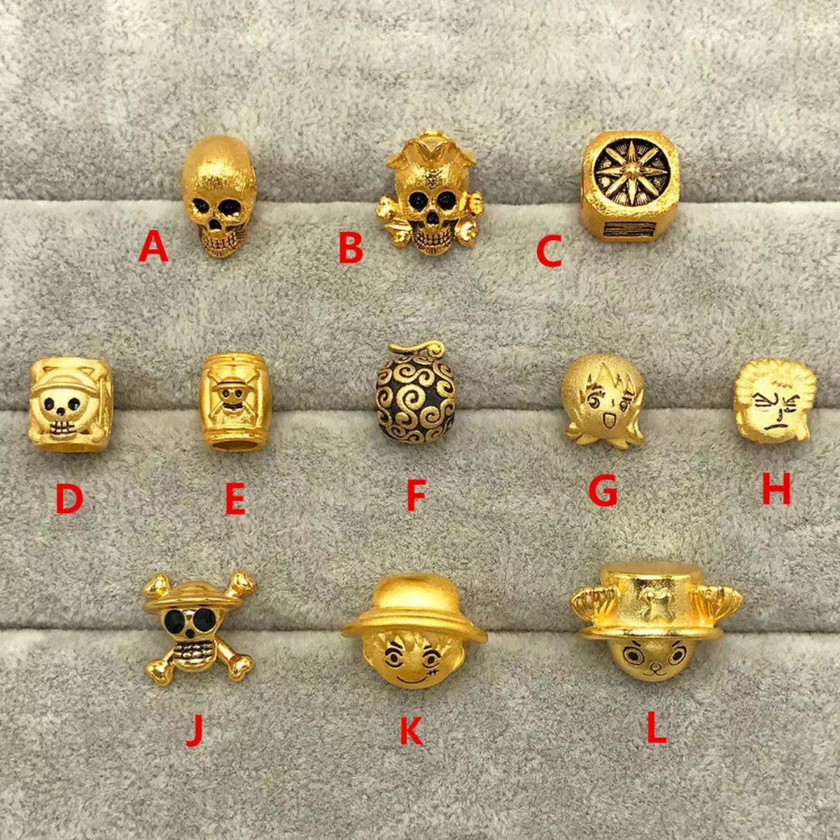 Luffy Gold Gum Gum Fruit & Other One Piece Gift Bracelet Beads