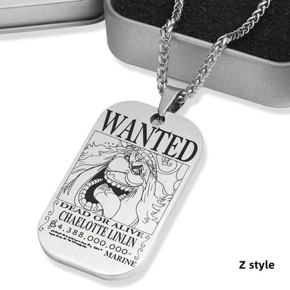 Luffy / Zoro / Nami / Sanji Titanium One Piece Character Bounty Necklace