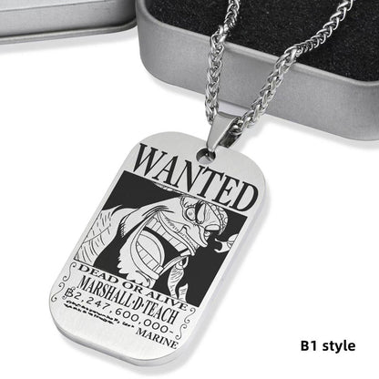 Luffy / Zoro / Nami / Sanji Titanium One Piece Character Bounty Necklace