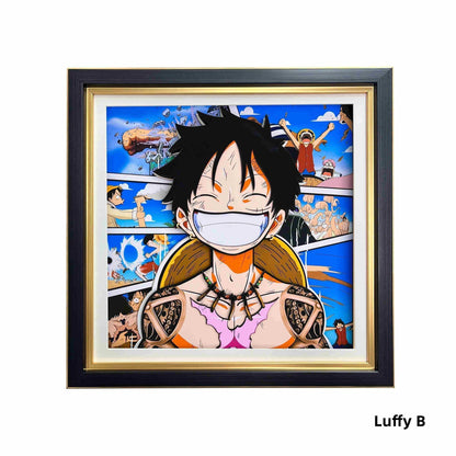 Luffy / Ace / Zoro One Piece Framed  3D Wall Art | Cartoon Drawing Handicraft