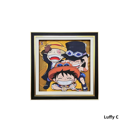 Luffy / Ace / Zoro One Piece Framed  3D Wall Art | Cartoon Drawing Handicraft