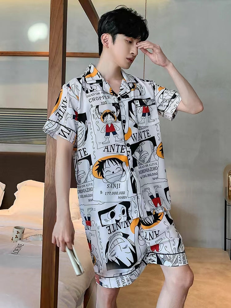 Luffy Ice Silk Short-Sleeved Pajamas