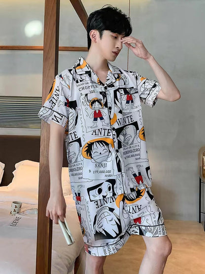 Luffy Ice Silk Short-Sleeved Pajamas