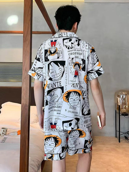 Luffy Ice Silk Short-Sleeved Pajamas