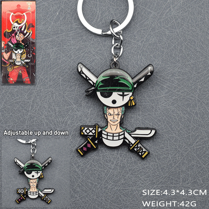 Luffy/Zoro Adjustable Anime Necklace & Keychain Set - Collectible Jewelry for Pirates Fans