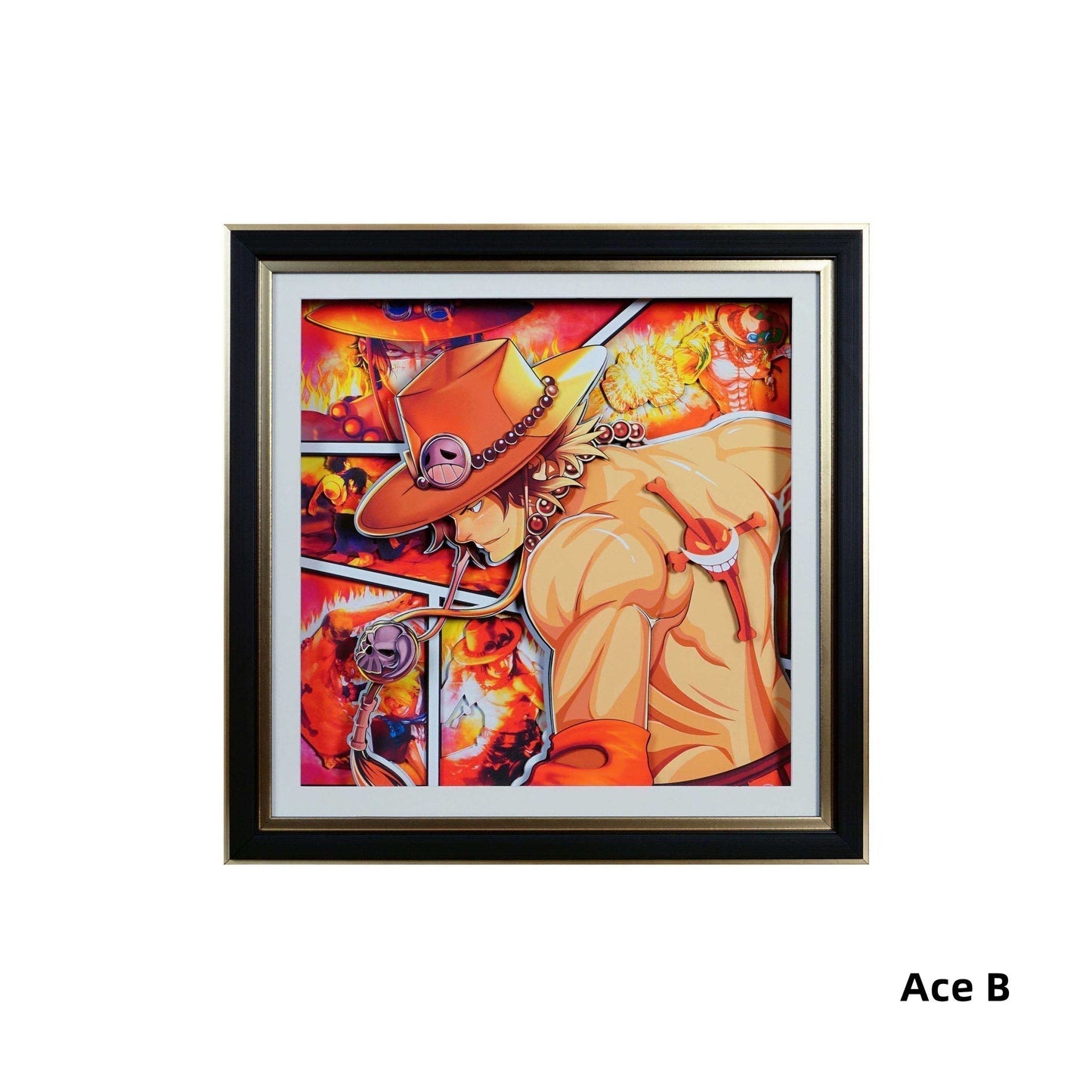 Luffy / Ace / Zoro One Piece Framed  3D Wall Art | Cartoon Drawing Handicraft