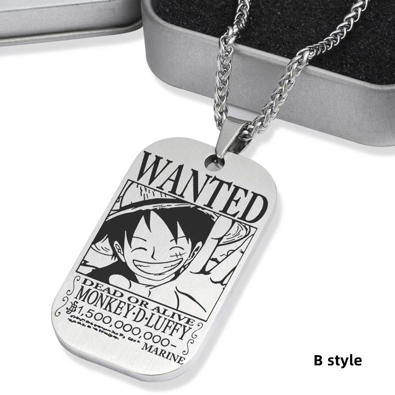 Luffy / Zoro / Nami / Sanji Titanium One Piece Character Bounty Necklace