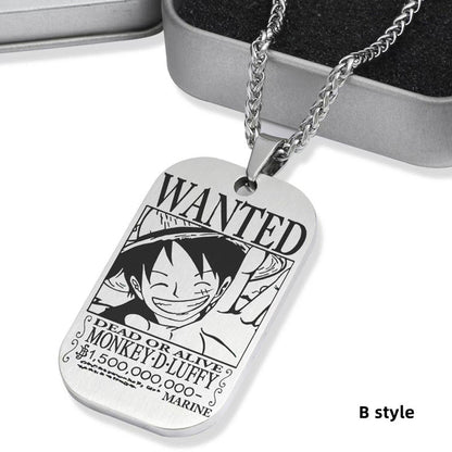 Luffy / Zoro / Nami / Sanji Titanium One Piece Character Bounty Necklace