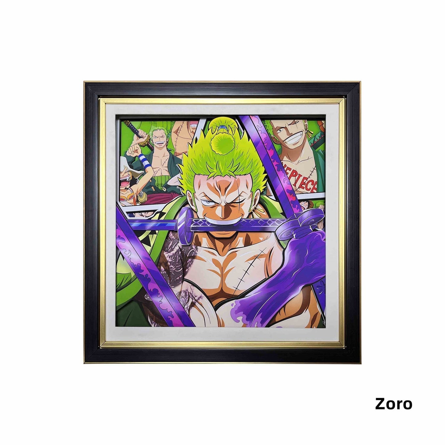Luffy / Ace / Zoro One Piece Framed  3D Wall Art | Cartoon Drawing Handicraft