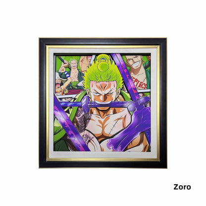 Luffy / Ace / Zoro One Piece Framed  3D Wall Art | Cartoon Drawing Handicraft