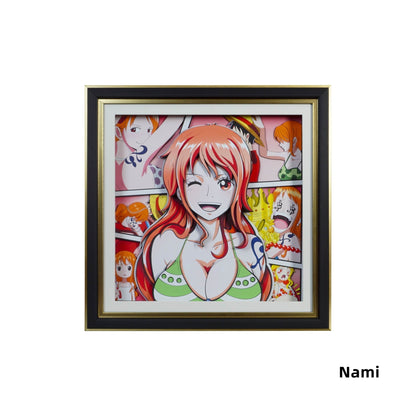 Luffy / Ace / Zoro One Piece Framed  3D Wall Art | Cartoon Drawing Handicraft