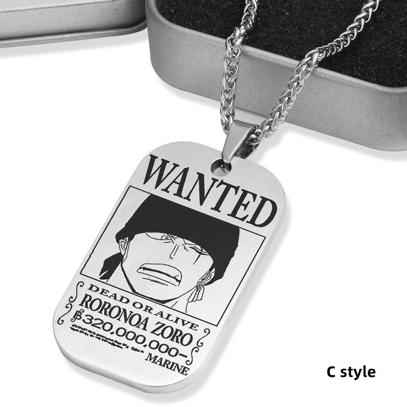Luffy / Zoro / Nami / Sanji Titanium One Piece Character Bounty Necklace