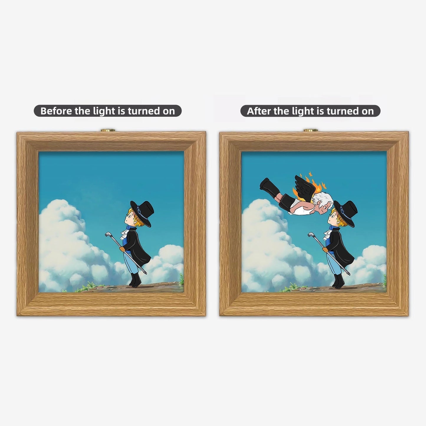 Luffy/Ace Luminous solid wood decorative painting small night light picture frame painting decoration
