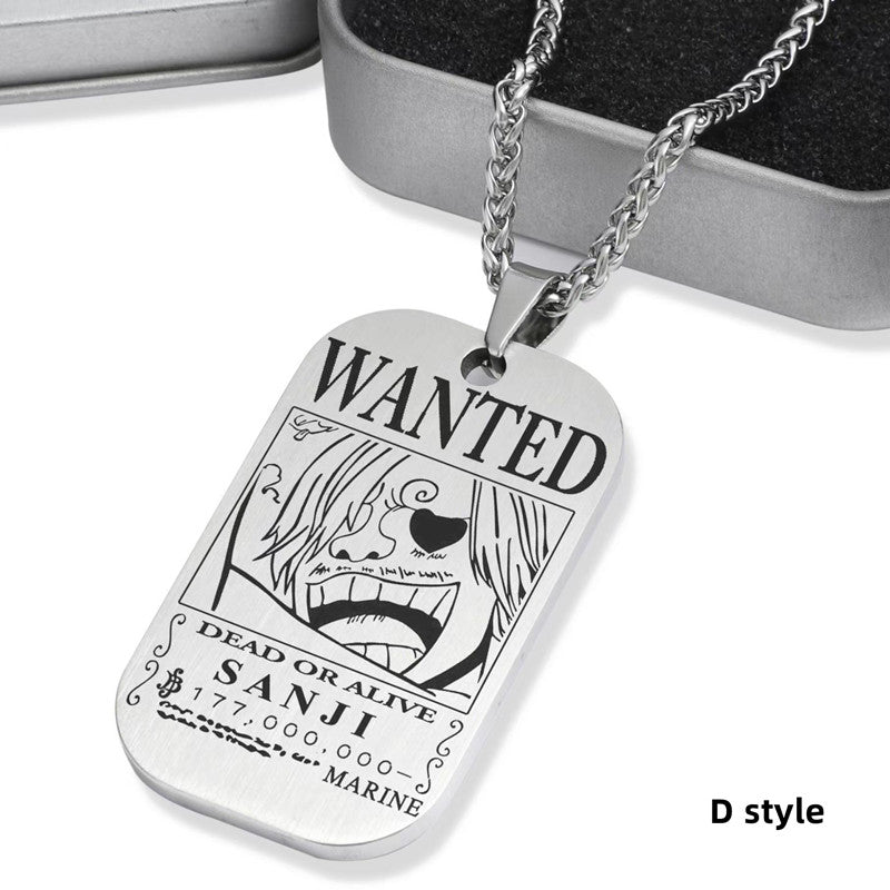 Luffy / Zoro / Nami / Sanji Titanium One Piece Character Bounty Necklace