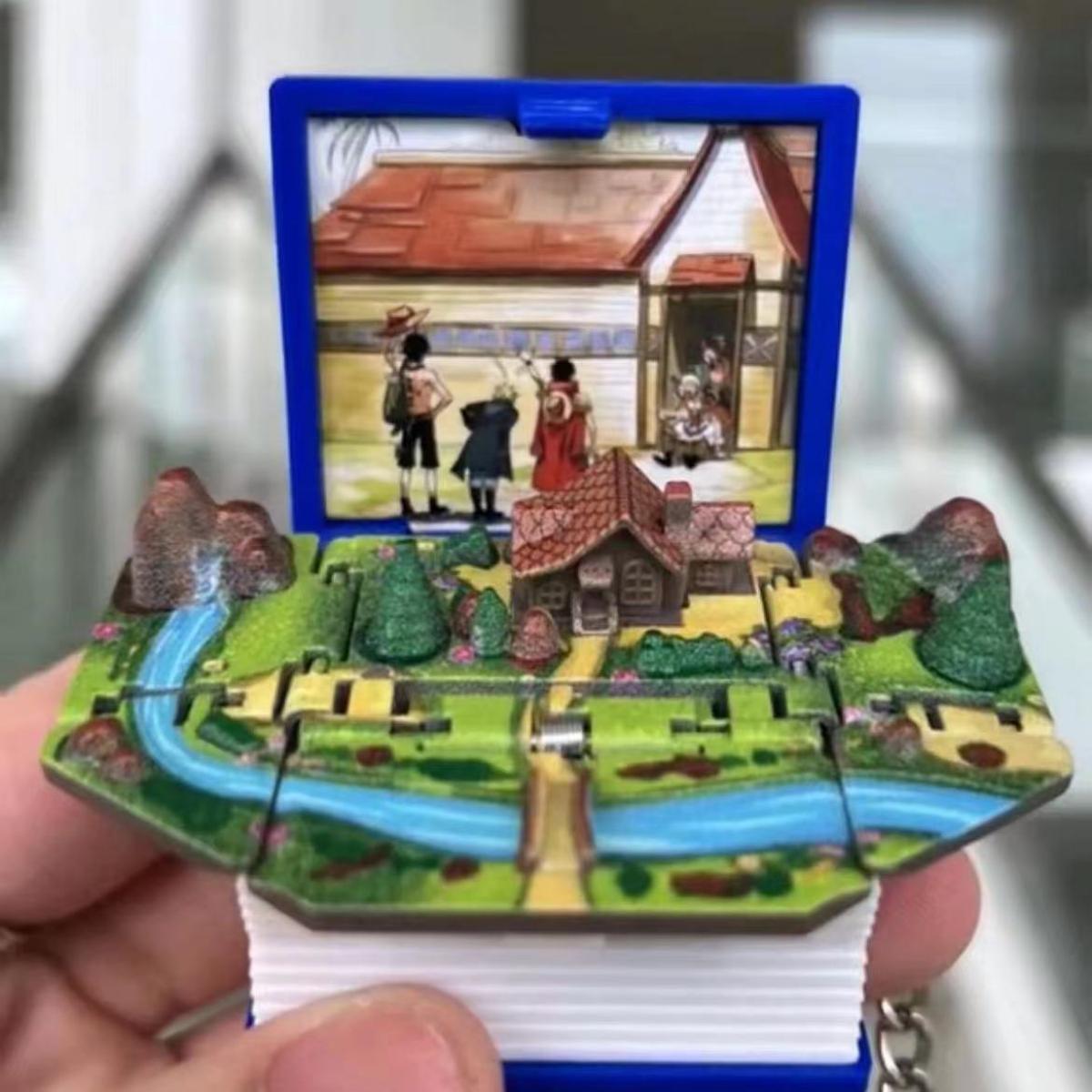 Luffy / Ace / Sabo Three Brothers 3D Folding pop-up Book Key Chain