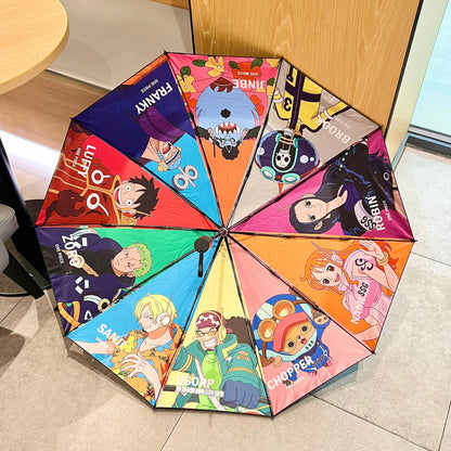 Luffy/Zoro/Sanji Anime Automatic Umbrella - Colorful Character Print Rain & Sun Protection Umbrella